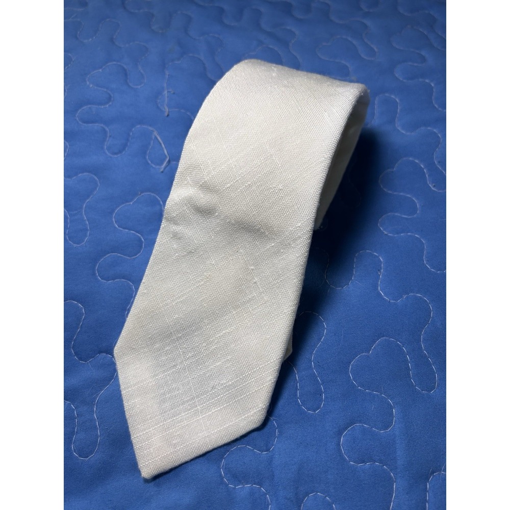 Vintage 80's Linen Blend Men's Tie Cream Color Michael Reed Designer Collection